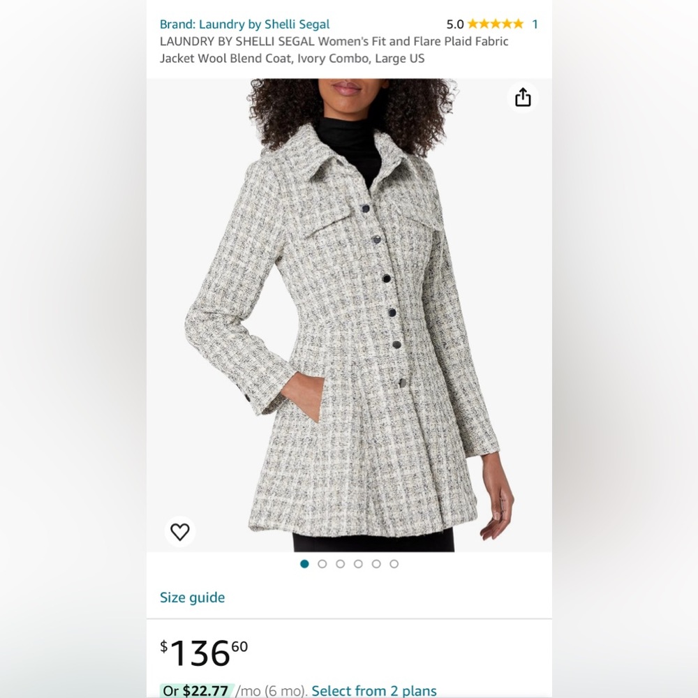 Womens Laundry by Shelli Segal Doble Breasted Skirted tweed Coat size medium